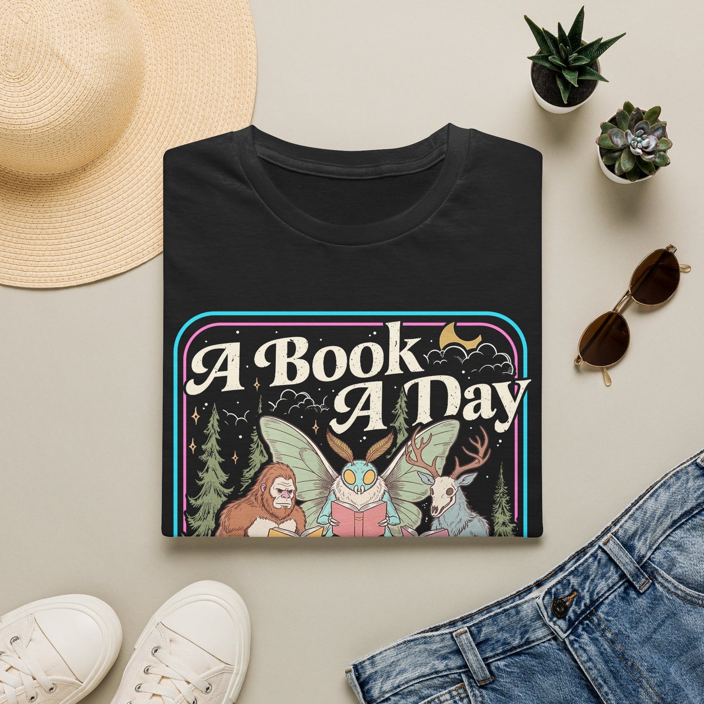 A Book A Day T‑Shirt — Retro Fairy Tale Reading Graphic Tee