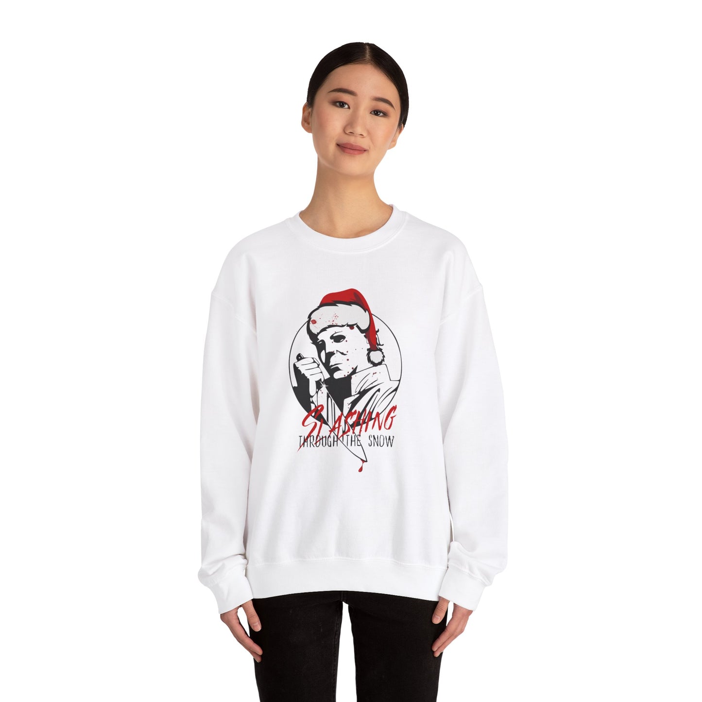 Slashing Through the Snow Gildan Crewneck Sweatshirt