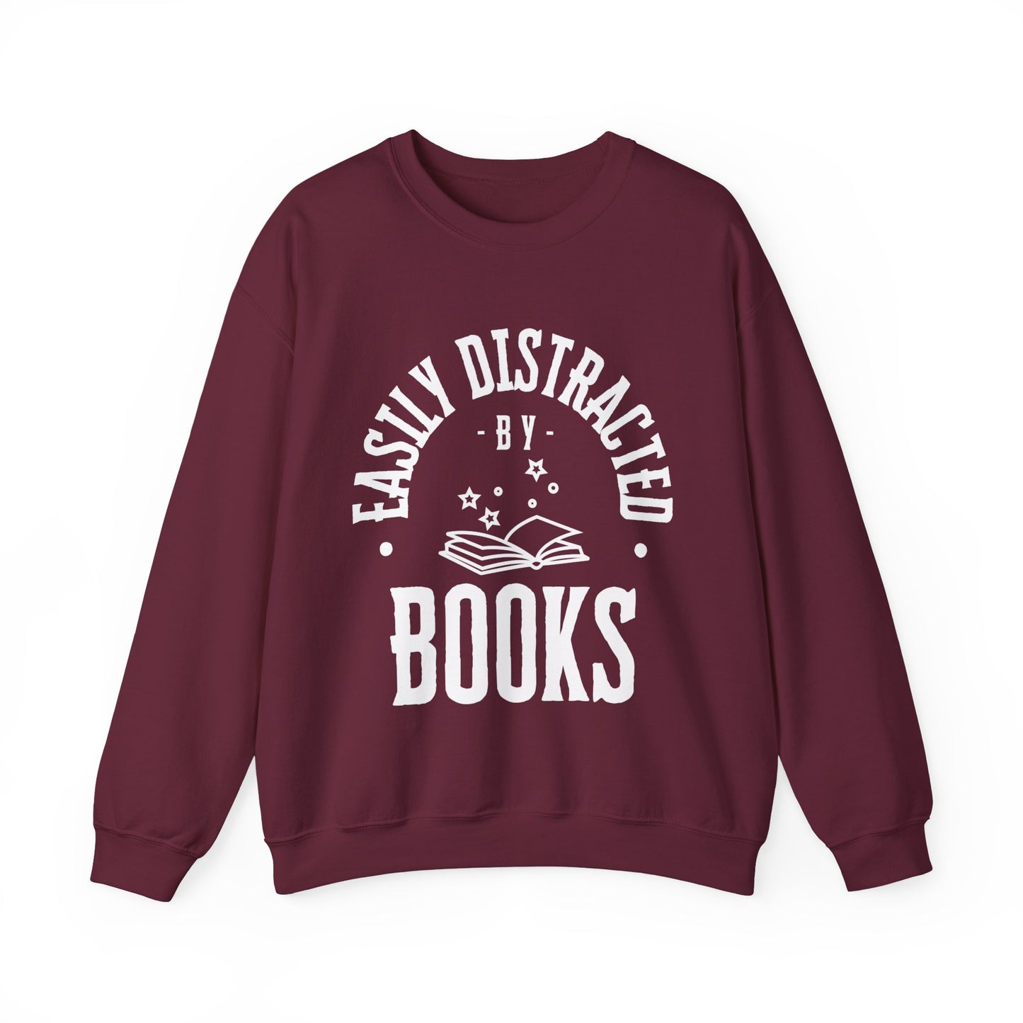 Easily distracted by books, Gildan Crewneck Sweatshirt