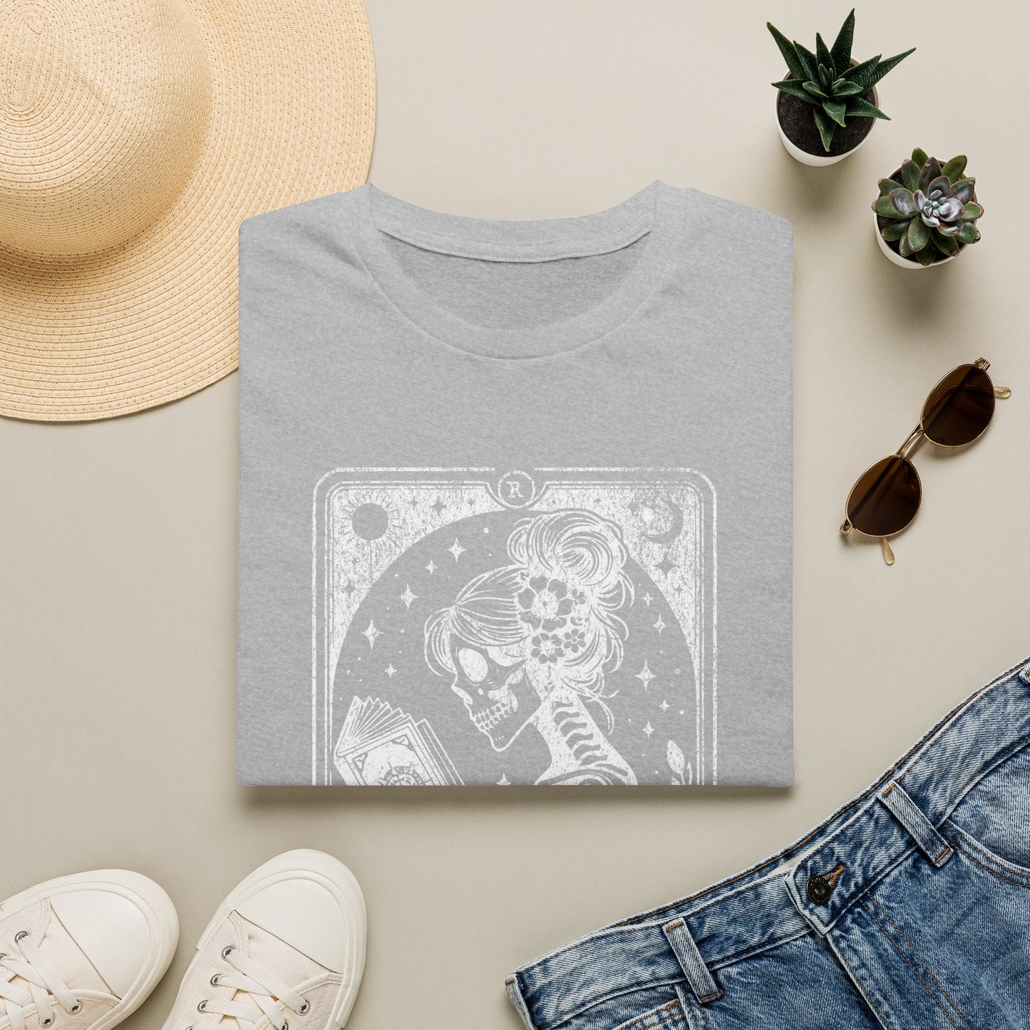 The Reader Skeleton Tarot T-Shirt — Gothic Tarot Card Graphic Tee