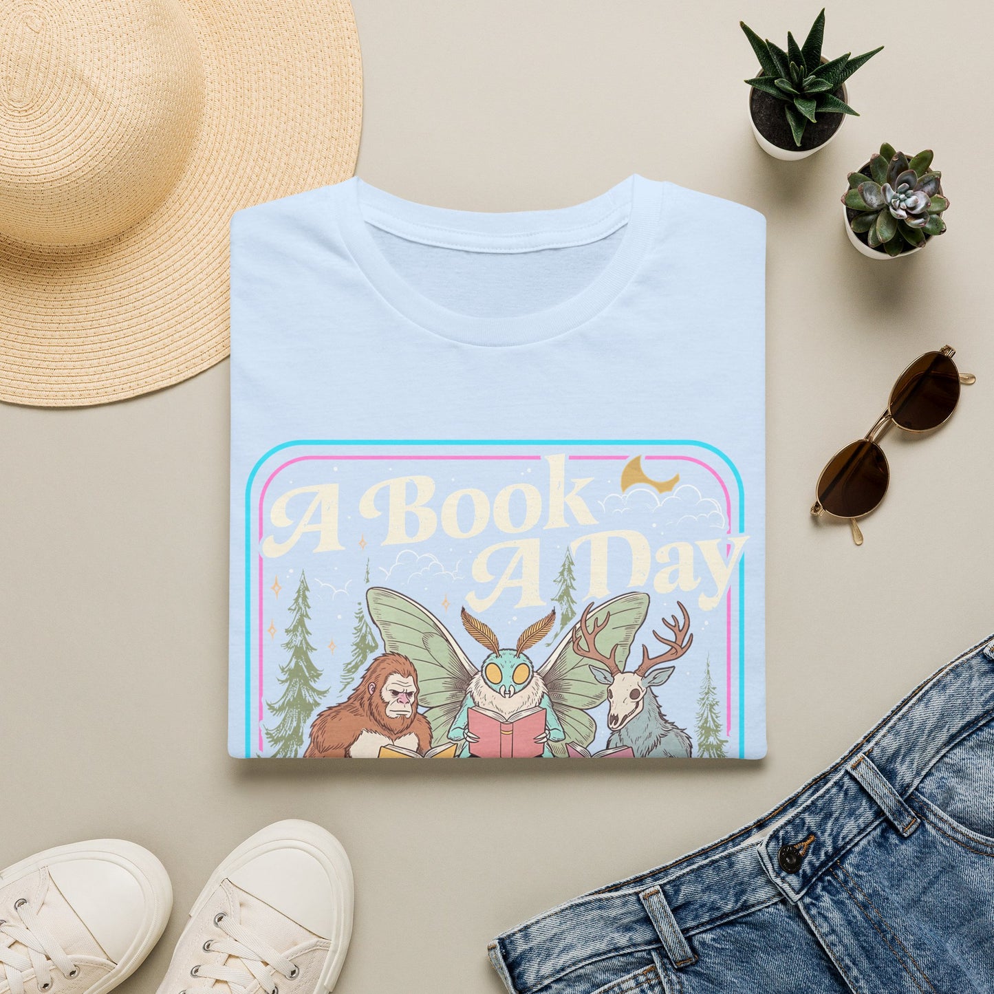 A Book A Day T‑Shirt — Retro Fairy Tale Reading Graphic Tee