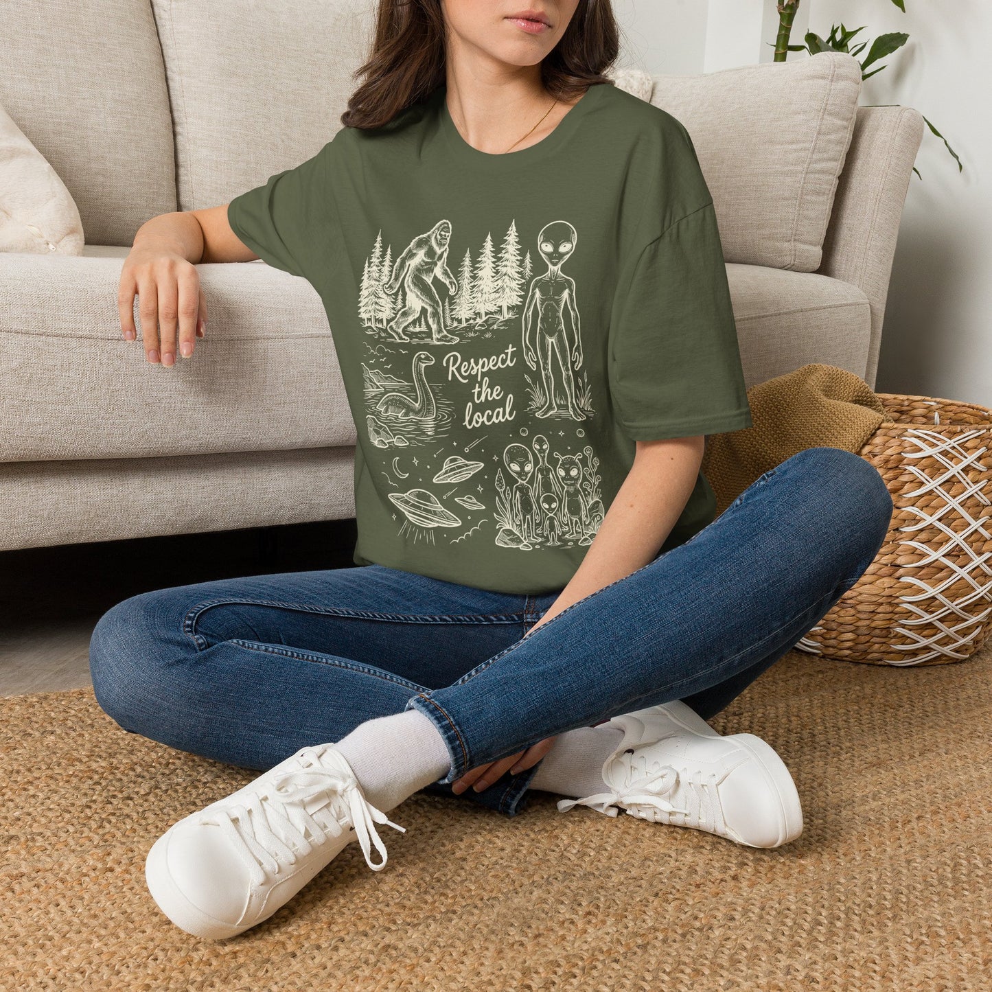 Respect the Local T-Shirt — Sasquatch, Aliens & Cryptid Graphic Tee