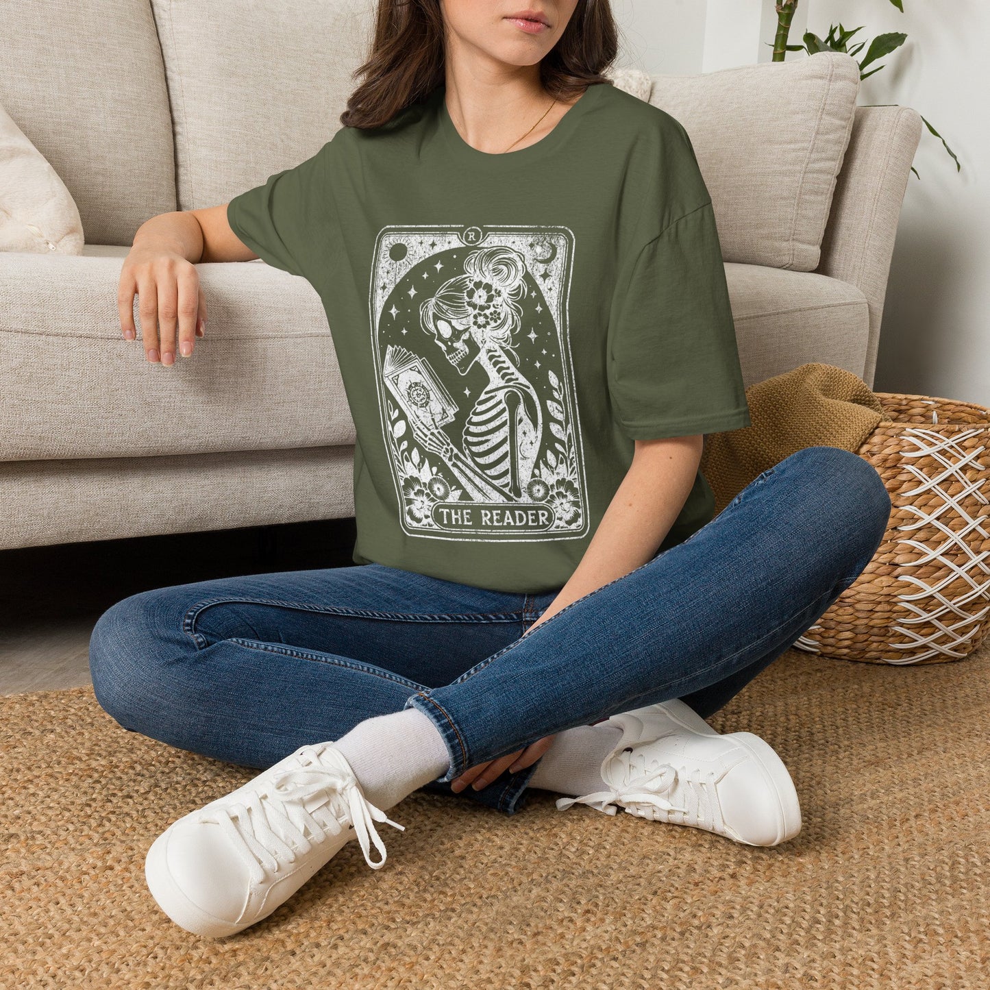 The Reader Skeleton Tarot T-Shirt — Gothic Tarot Card Graphic Tee