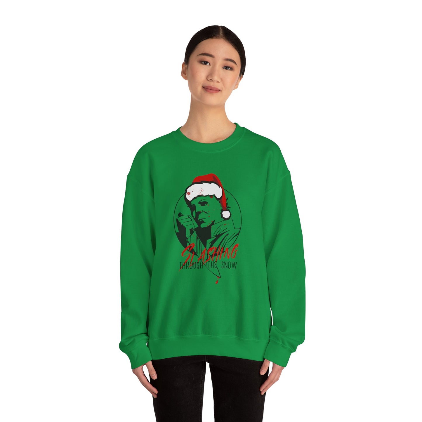 Slashing Through the Snow Gildan Crewneck Sweatshirt