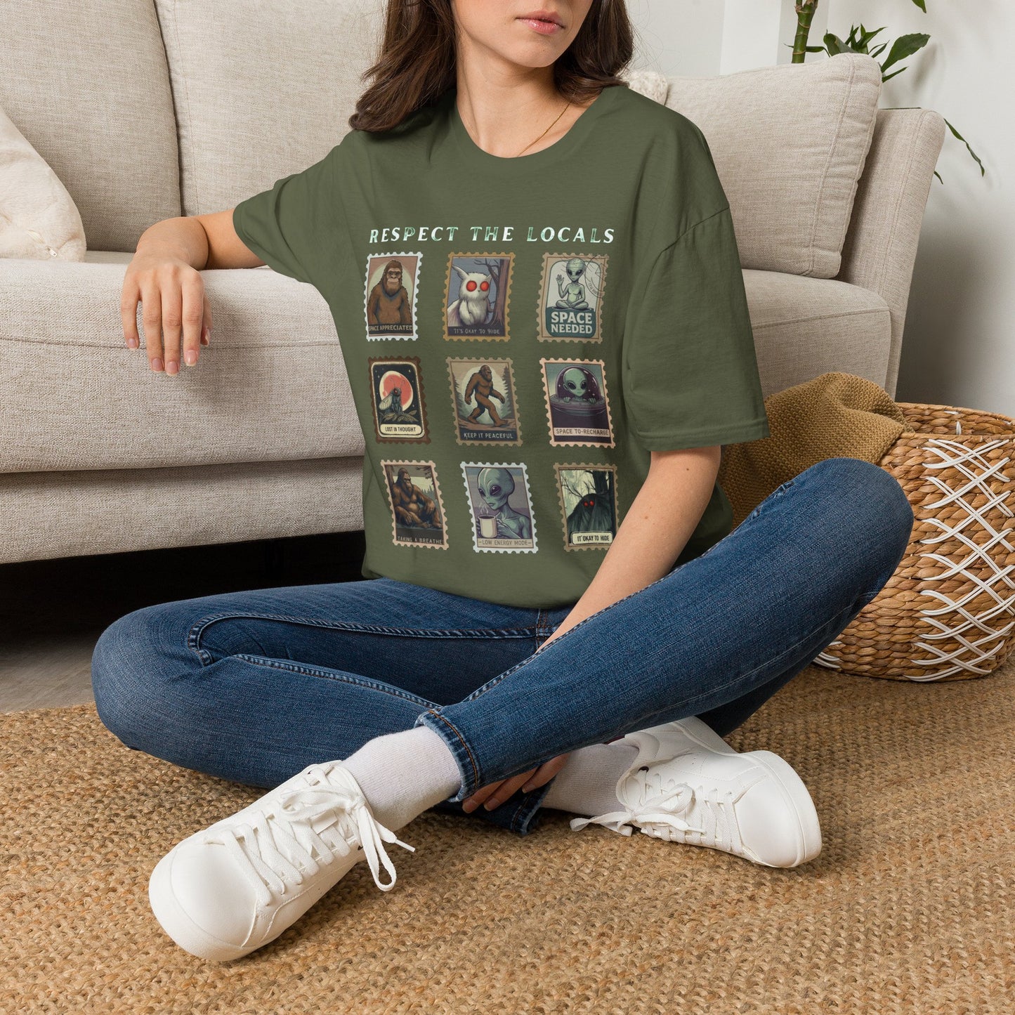 Alien Postage Stamp Graphic Tee — "Space Needed" Retro Sci‑Fi T-Shirt