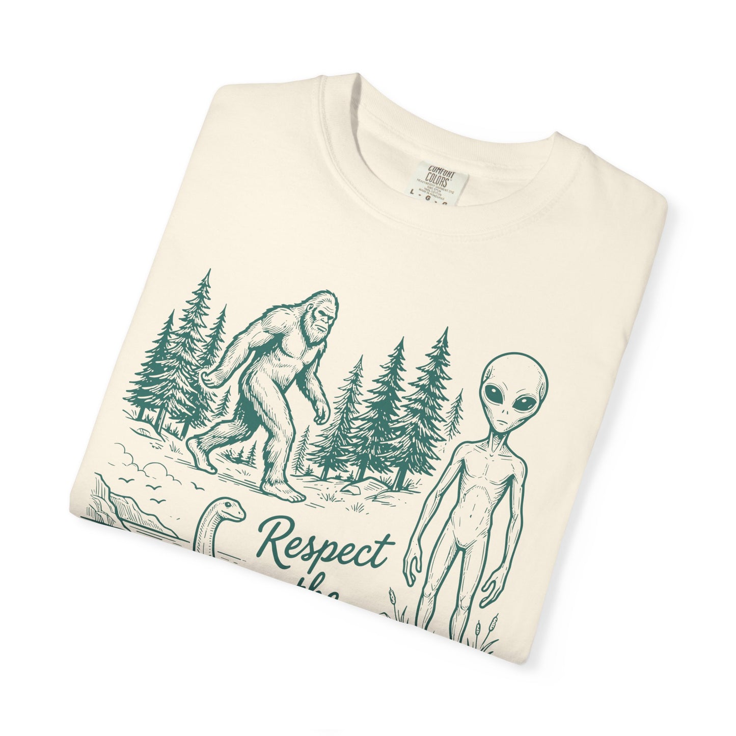 Respect the Local Alien T-Shirt — Retro UFO & Bigfoot Graphic Tee