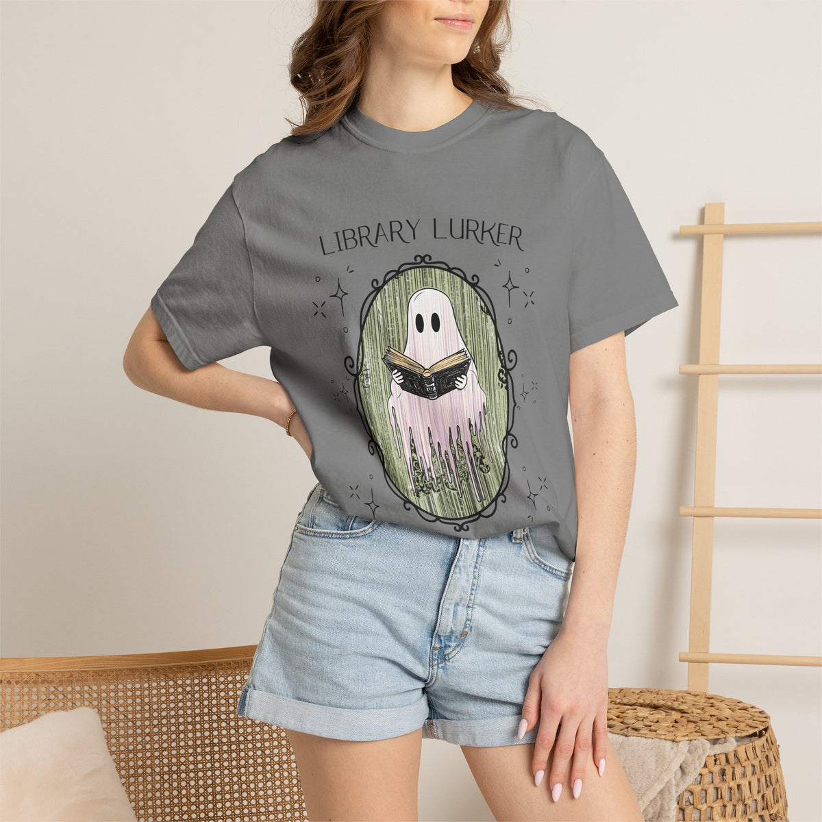 Library Lurker T-Shirt — Cute Ghost Book Lover Tee