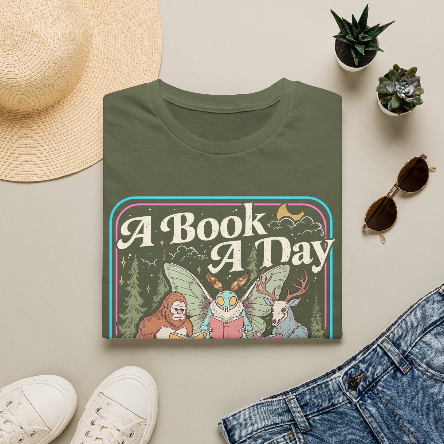 A Book A Day T‑Shirt — Retro Fairy Tale Reading Graphic Tee