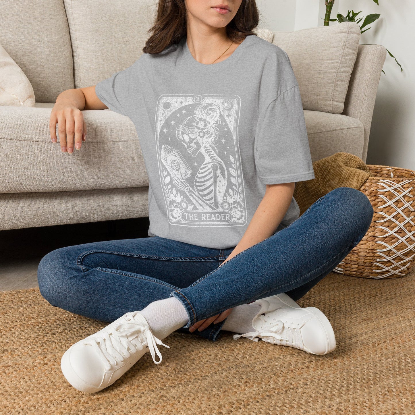The Reader Skeleton Tarot T-Shirt — Gothic Tarot Card Graphic Tee