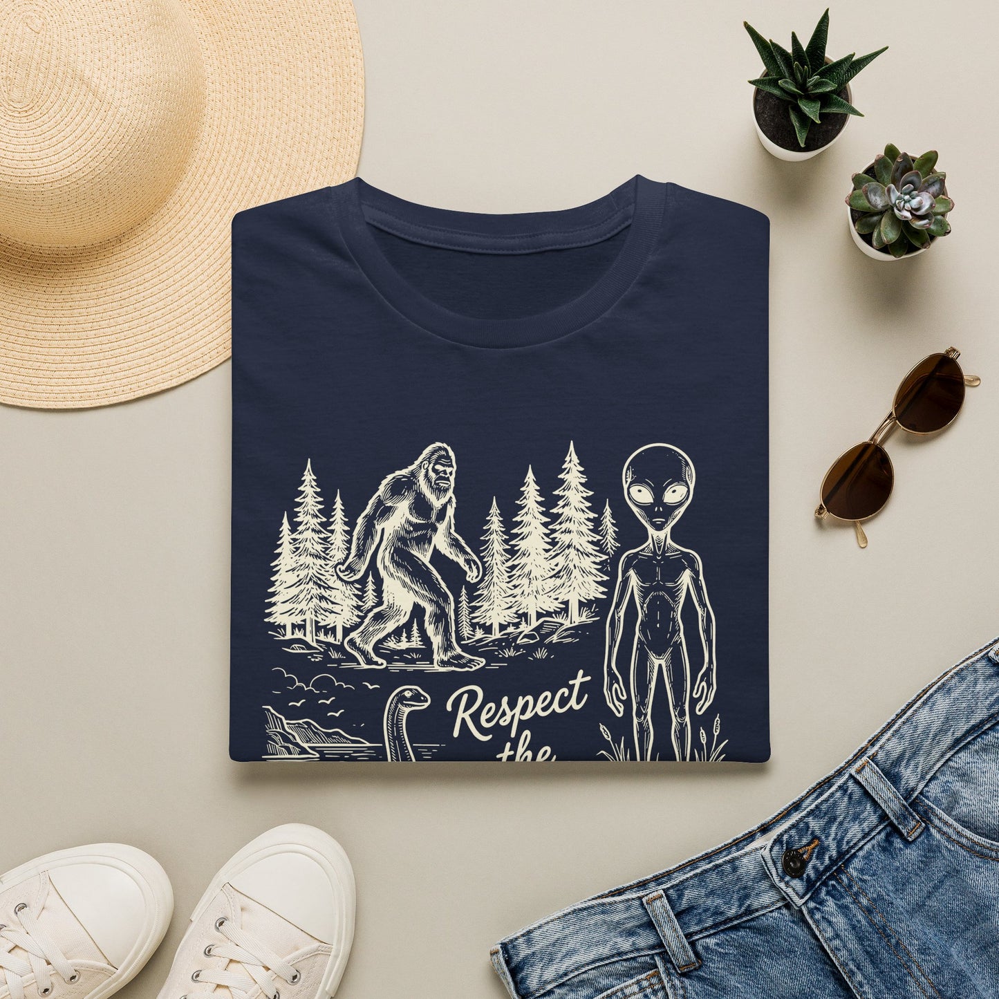 Respect the Local T-Shirt — Sasquatch, Aliens & Cryptid Graphic Tee