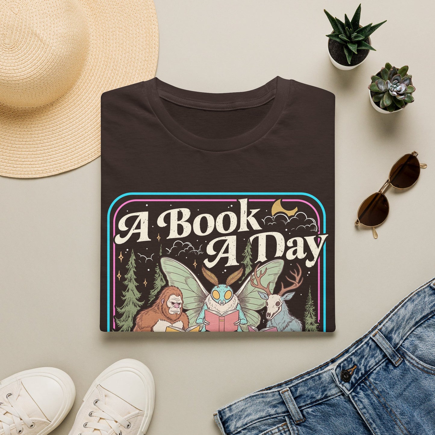 A Book A Day T‑Shirt — Retro Fairy Tale Reading Graphic Tee