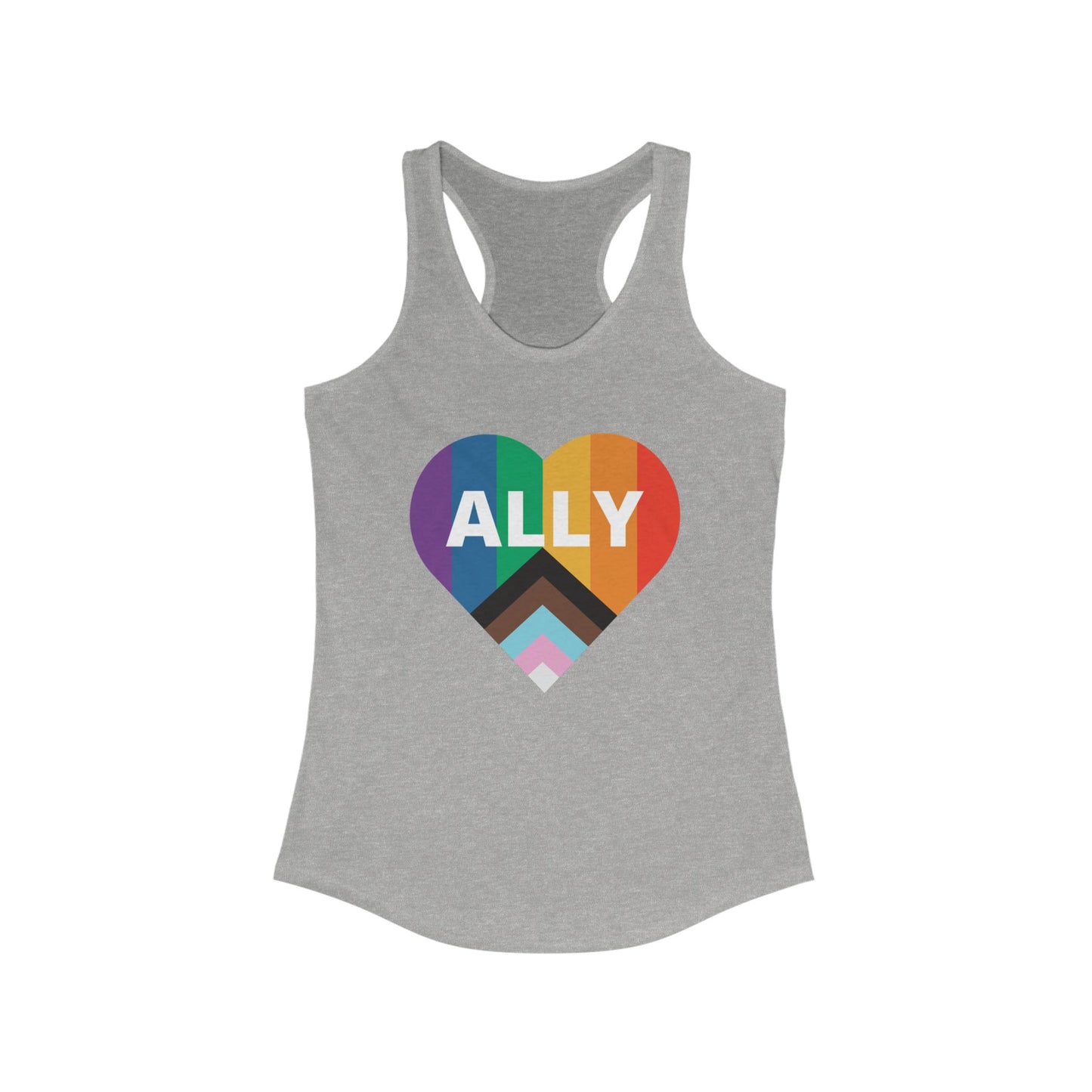 Pride Ally Heart Racerback Tank Top, LGBTQ+ Shirt, Summer Workout Top, Festival Apparel, Equality Pride Gear, Gift for Allies, [...]