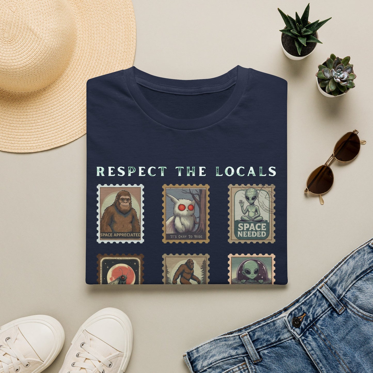 Alien Postage Stamp Graphic Tee — "Space Needed" Retro Sci‑Fi T-Shirt