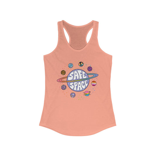 Safe Space Women's Racerback Tank, Cute Summer Top, Pride Apparel, Perfect for Workouts, LGBTQ+ Gift, Casual Wear