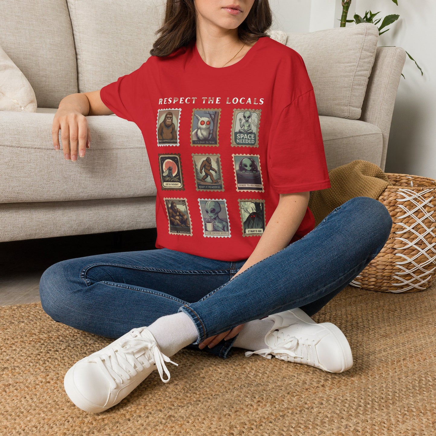 Alien Postage Stamp Graphic Tee — "Space Needed" Retro Sci‑Fi T-Shirt
