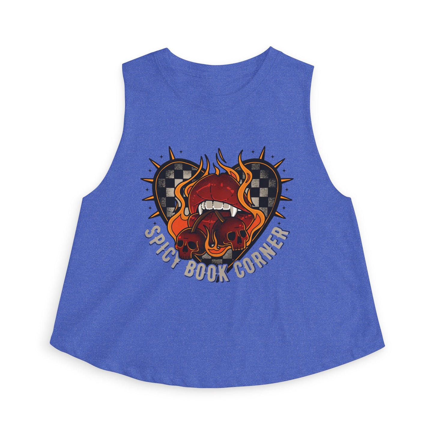 Spicy Book Corner Women's Crop Top — Retro Flaming Lips & Checkerheart Graphic