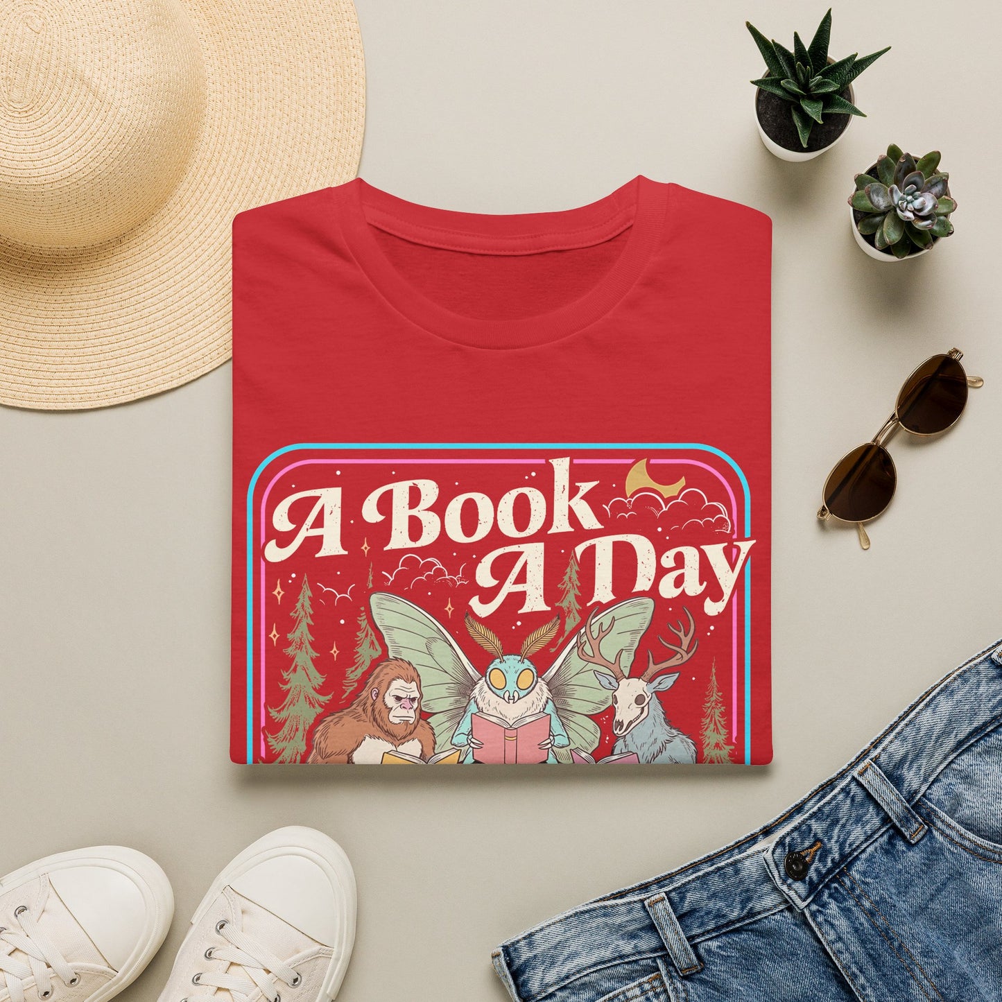 A Book A Day T‑Shirt — Retro Fairy Tale Reading Graphic Tee