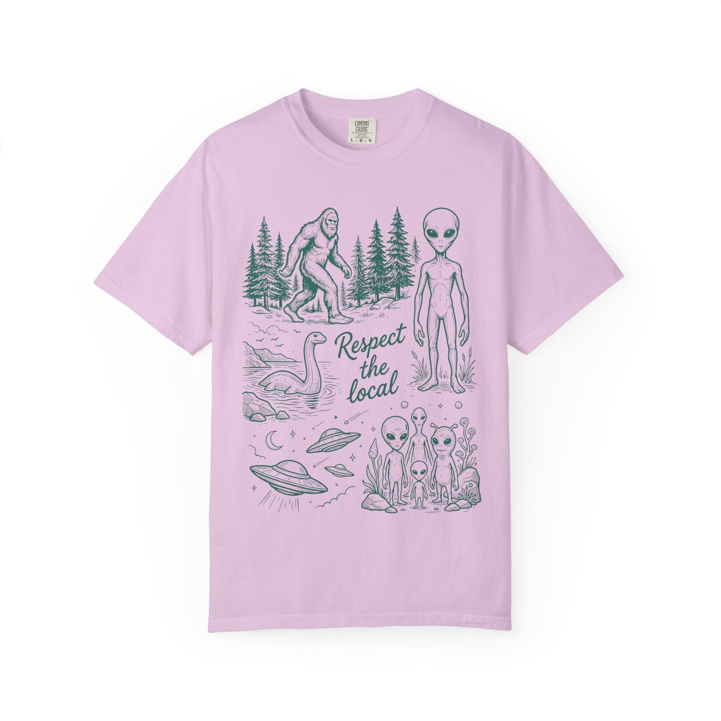 Respect the Local Alien T-Shirt — Retro UFO & Bigfoot Graphic Tee