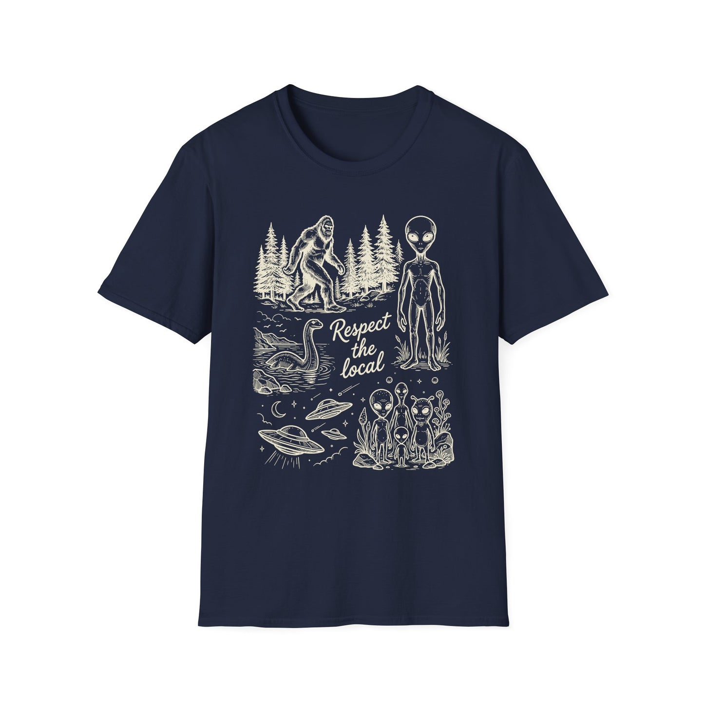 Respect the Local T-Shirt — Sasquatch, Aliens & Cryptid Graphic Tee
