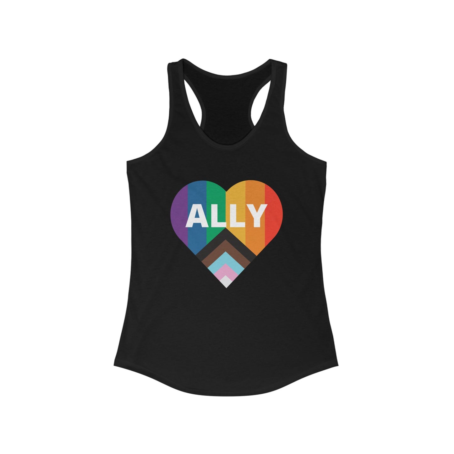 Pride Ally Heart Racerback Tank Top, LGBTQ+ Shirt, Summer Workout Top, Festival Apparel, Equality Pride Gear, Gift for Allies, [...]