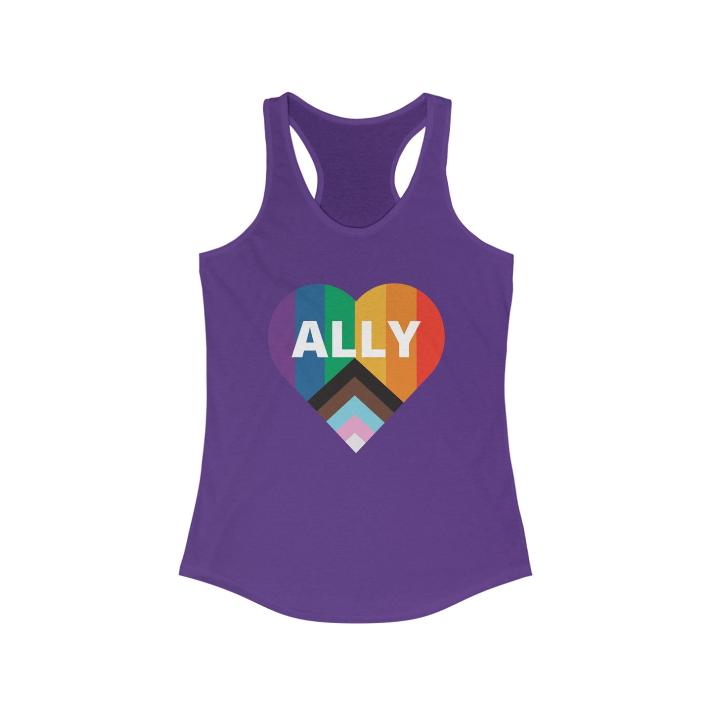 Pride Ally Heart Racerback Tank Top, LGBTQ+ Shirt, Summer Workout Top, Festival Apparel, Equality Pride Gear, Gift for Allies, [...]