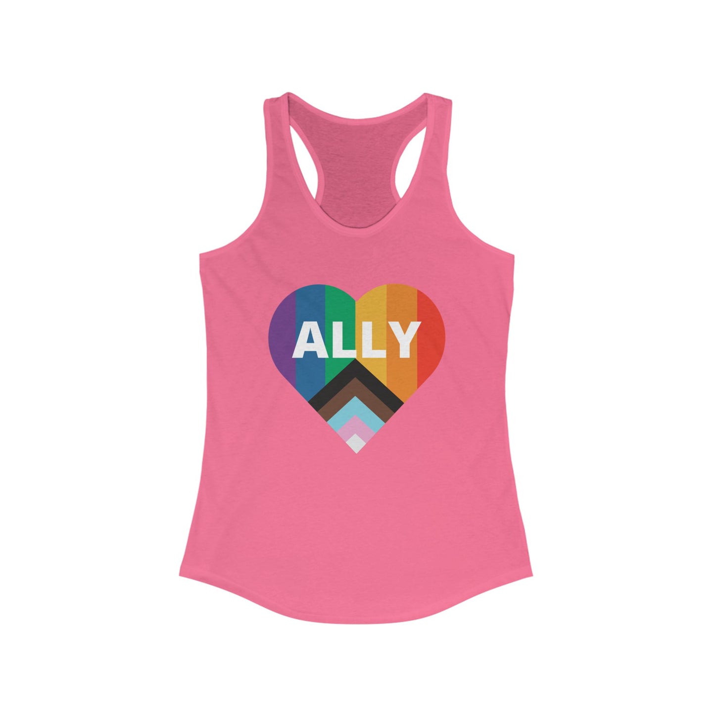 Pride Ally Heart Racerback Tank Top, LGBTQ+ Shirt, Summer Workout Top, Festival Apparel, Equality Pride Gear, Gift for Allies, [...]