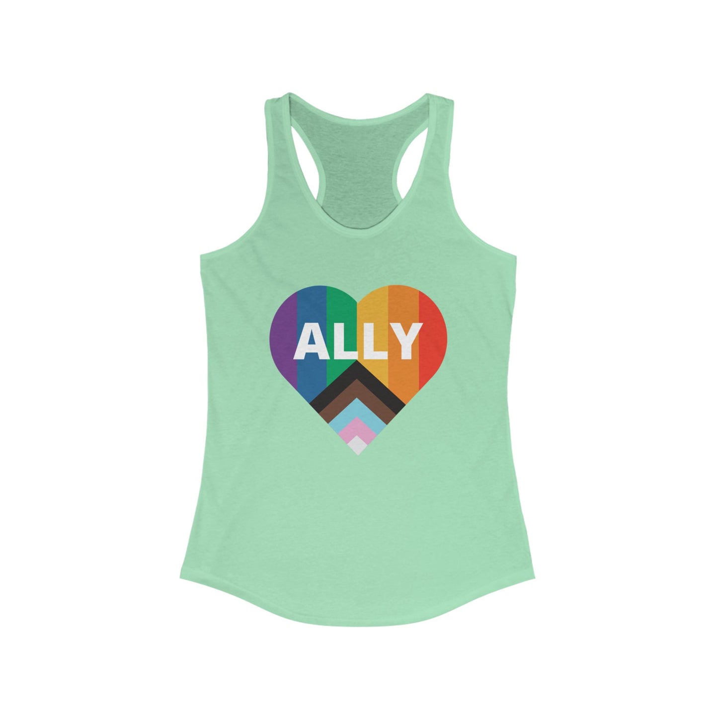 Pride Ally Heart Racerback Tank Top, LGBTQ+ Shirt, Summer Workout Top, Festival Apparel, Equality Pride Gear, Gift for Allies, [...]