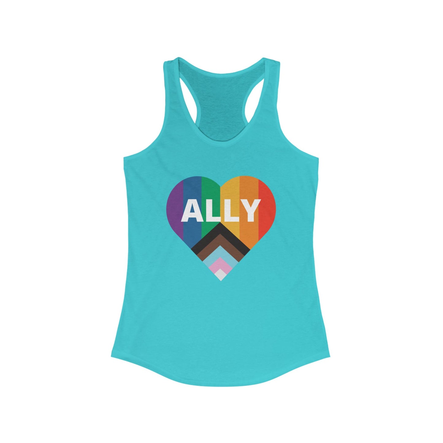 Pride Ally Heart Racerback Tank Top, LGBTQ+ Shirt, Summer Workout Top, Festival Apparel, Equality Pride Gear, Gift for Allies, [...]