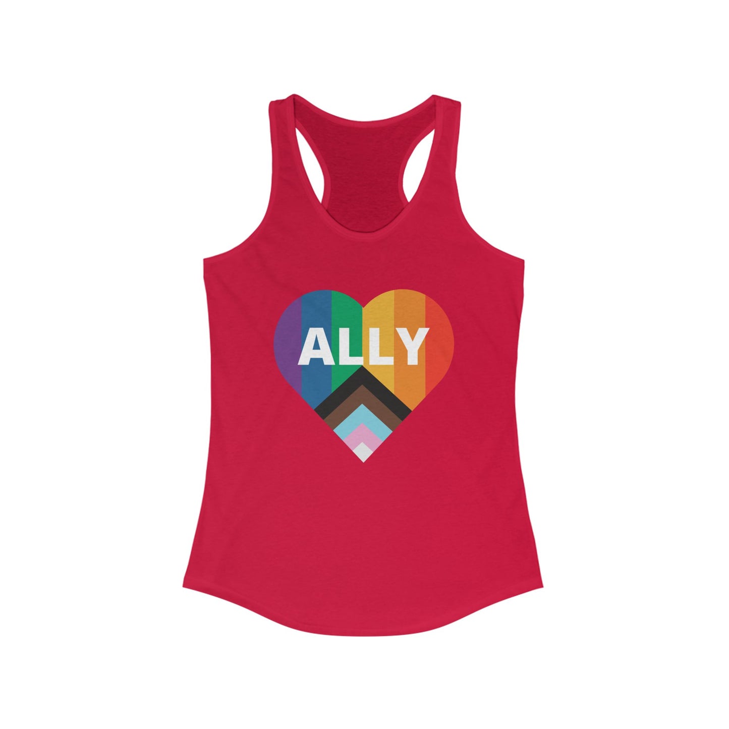 Pride Ally Heart Racerback Tank Top, LGBTQ+ Shirt, Summer Workout Top, Festival Apparel, Equality Pride Gear, Gift for Allies, [...]