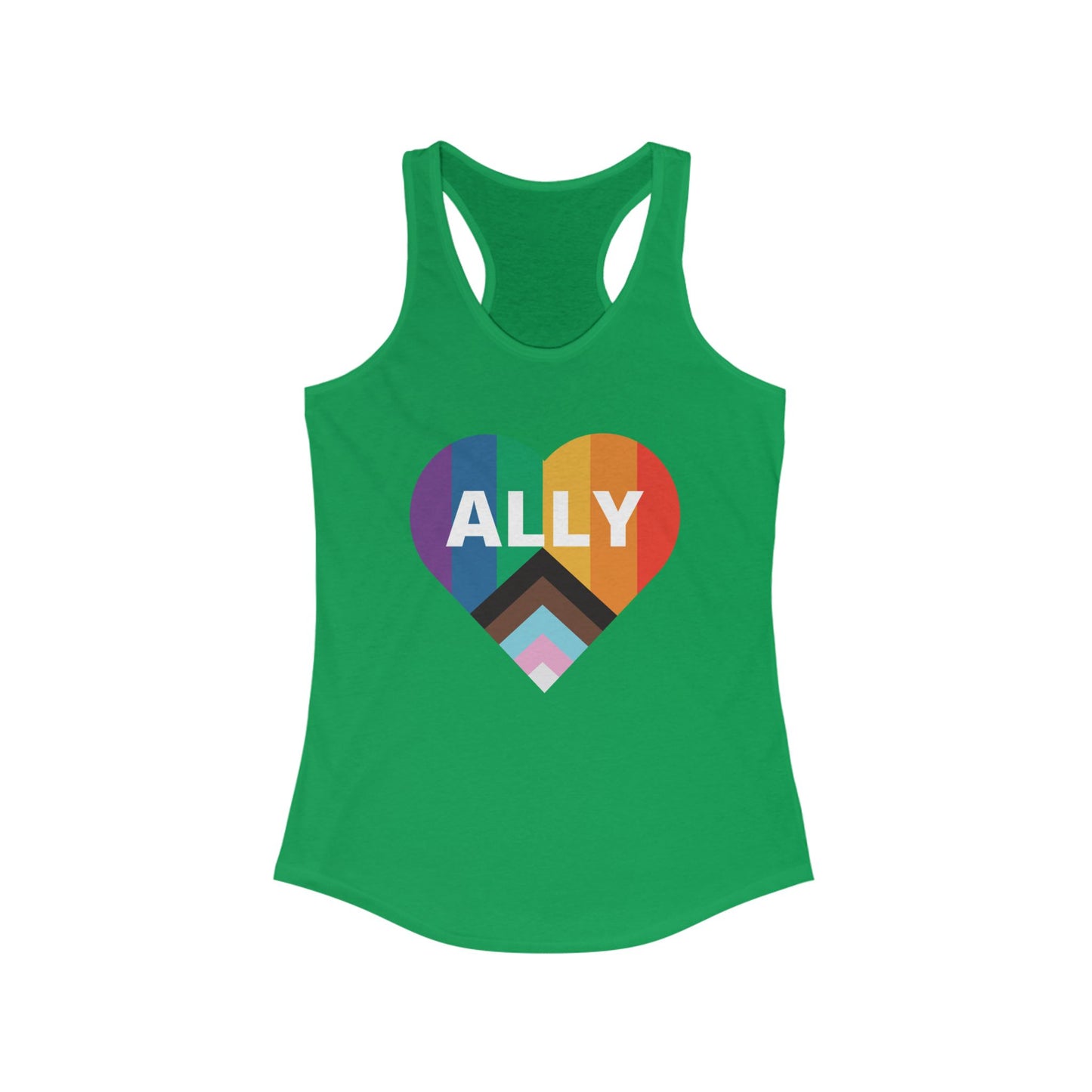 Pride Ally Heart Racerback Tank Top, LGBTQ+ Shirt, Summer Workout Top, Festival Apparel, Equality Pride Gear, Gift for Allies, [...]
