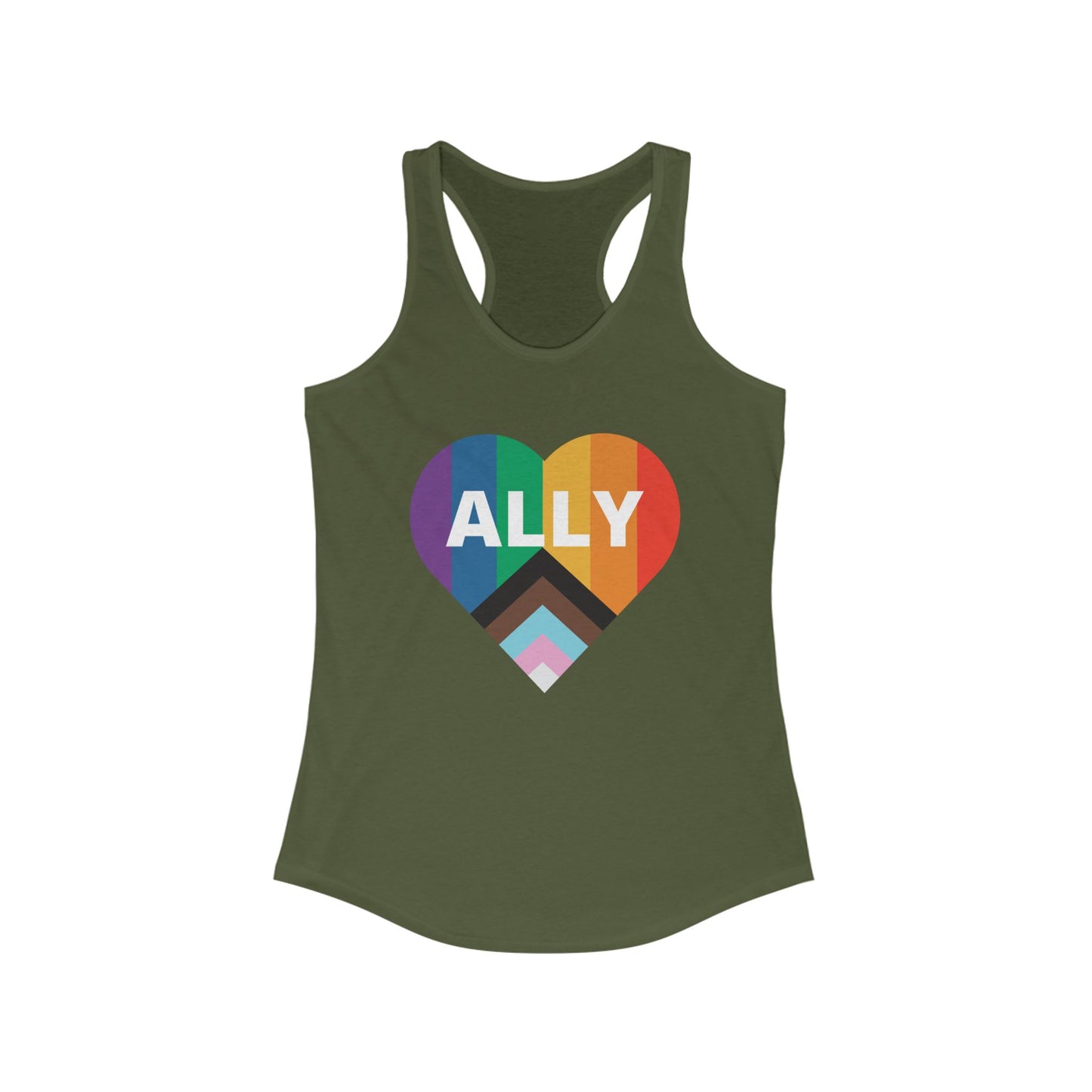 Pride Ally Heart Racerback Tank Top, LGBTQ+ Shirt, Summer Workout Top, Festival Apparel, Equality Pride Gear, Gift for Allies, [...]
