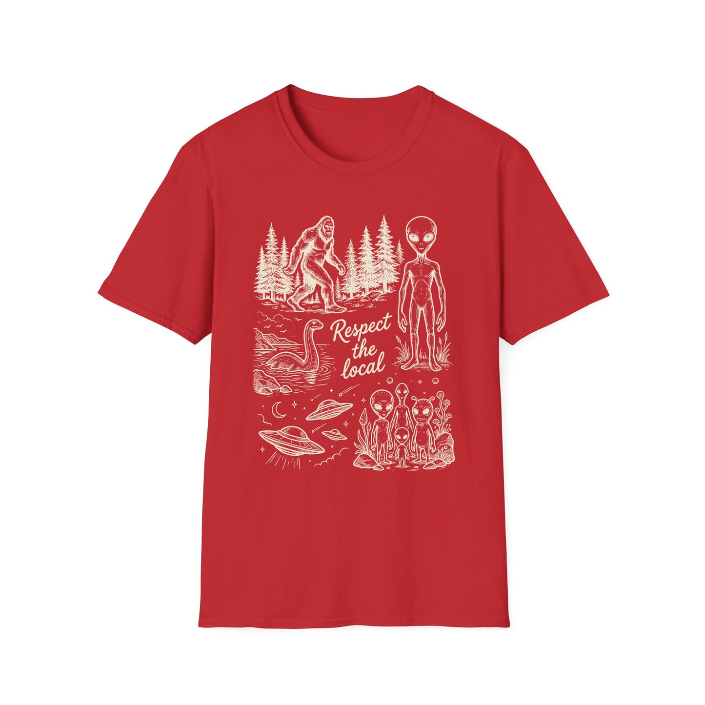 Respect the Local T-Shirt — Sasquatch, Aliens & Cryptid Graphic Tee