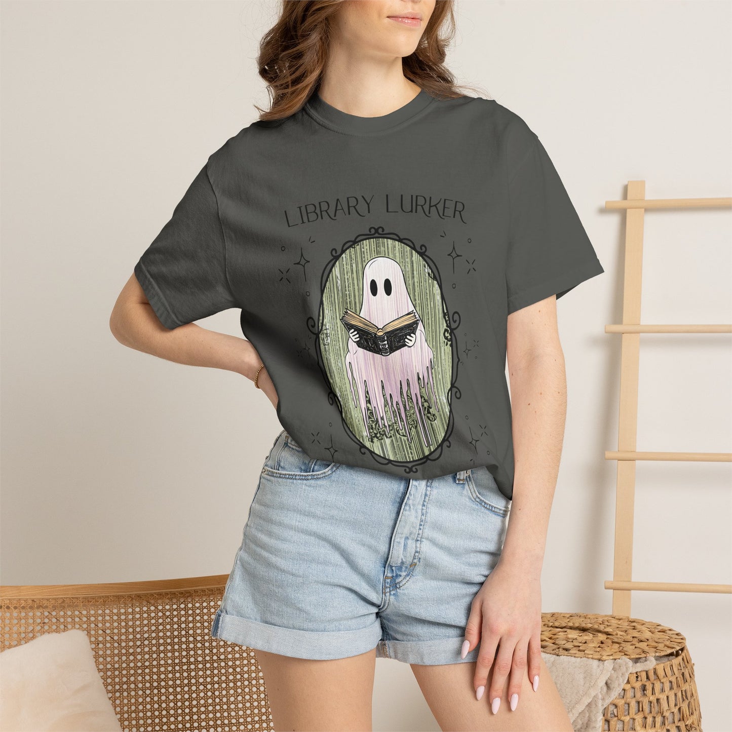 Library Lurker T-Shirt — Cute Ghost Book Lover Tee