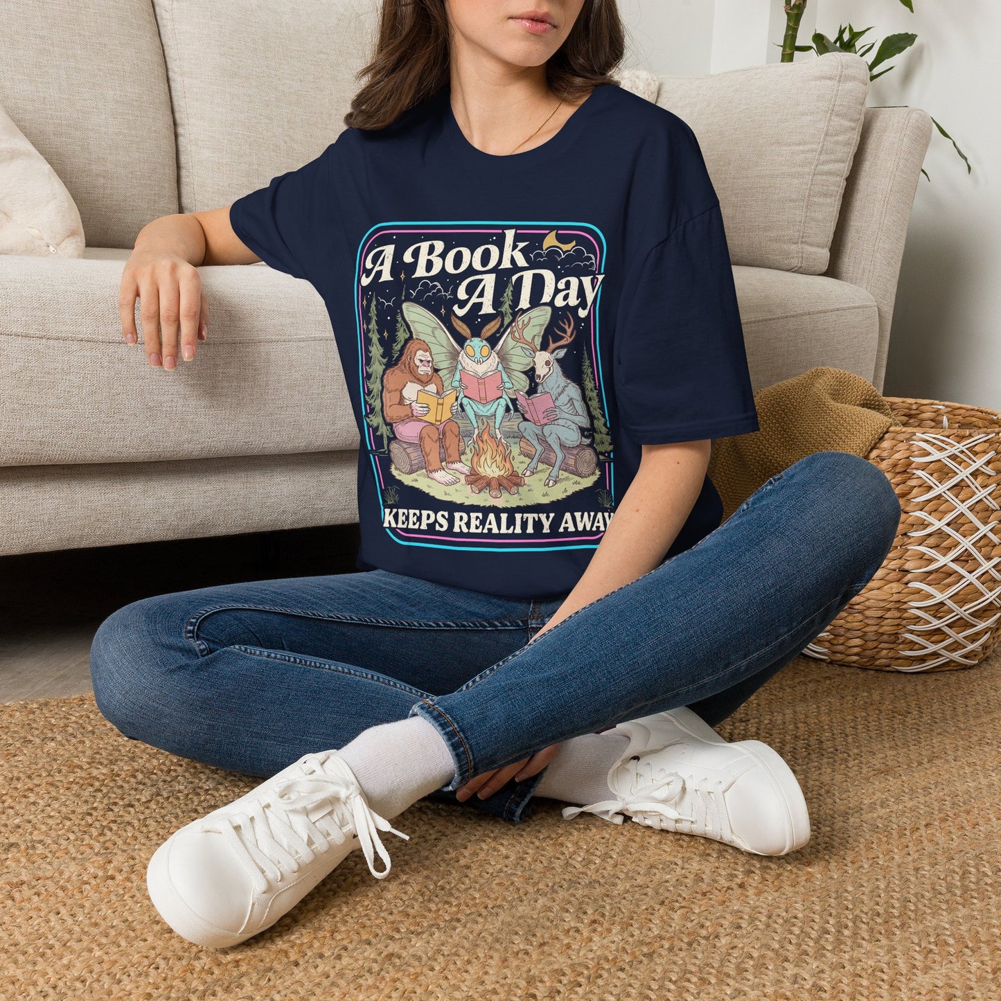 A Book A Day T‑Shirt — Retro Fairy Tale Reading Graphic Tee