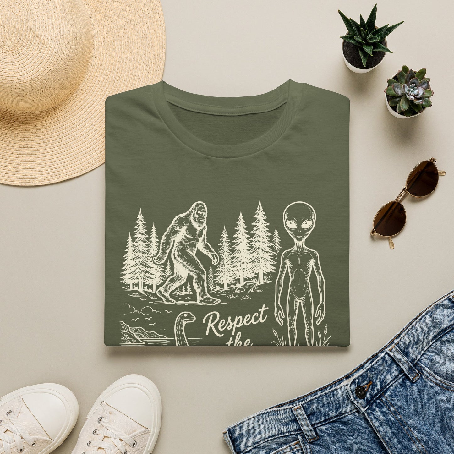 Respect the Local T-Shirt — Sasquatch, Aliens & Cryptid Graphic Tee