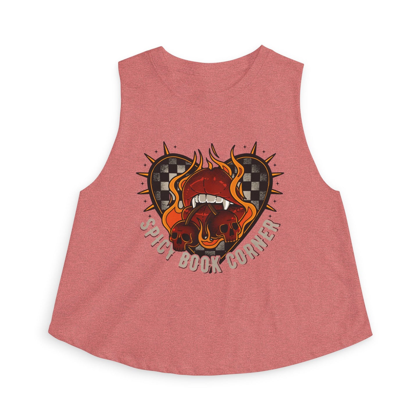 Spicy Book Corner Women's Crop Top — Retro Flaming Lips & Checkerheart Graphic