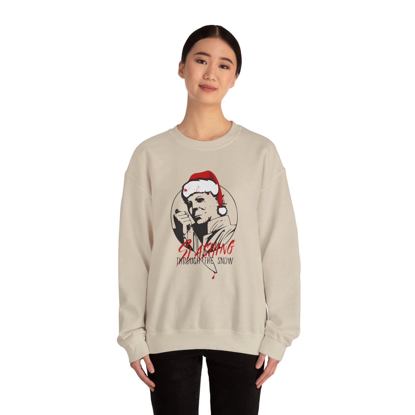 Slashing Through the Snow Gildan Crewneck Sweatshirt