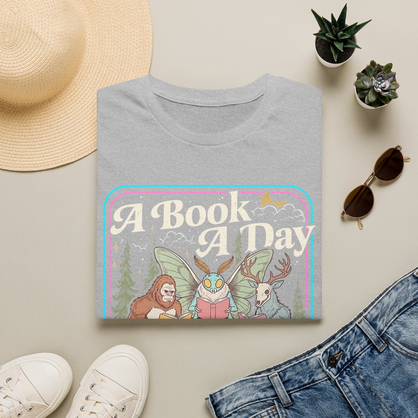 A Book A Day T‑Shirt — Retro Fairy Tale Reading Graphic Tee
