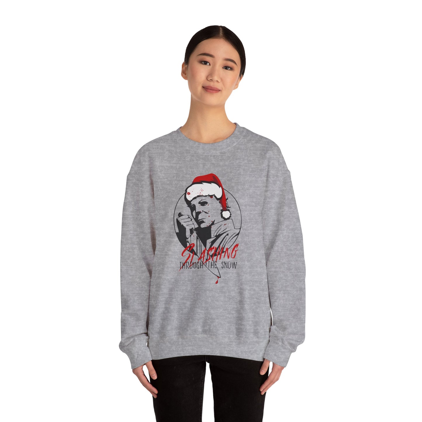 Slashing Through the Snow Gildan Crewneck Sweatshirt