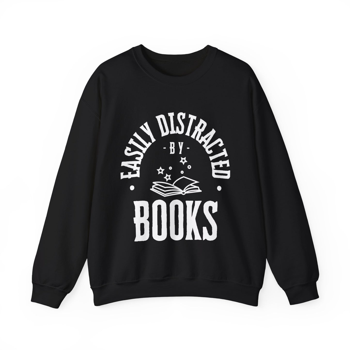 Easily distracted by books, Gildan Crewneck Sweatshirt