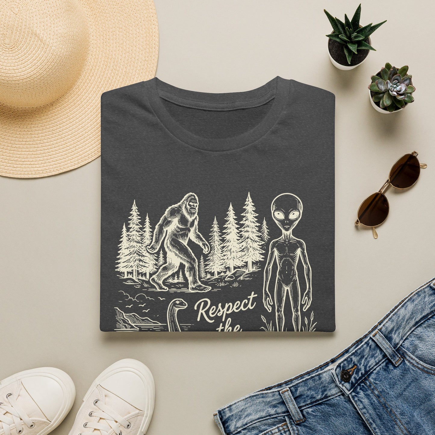 Respect the Local T-Shirt — Sasquatch, Aliens & Cryptid Graphic Tee