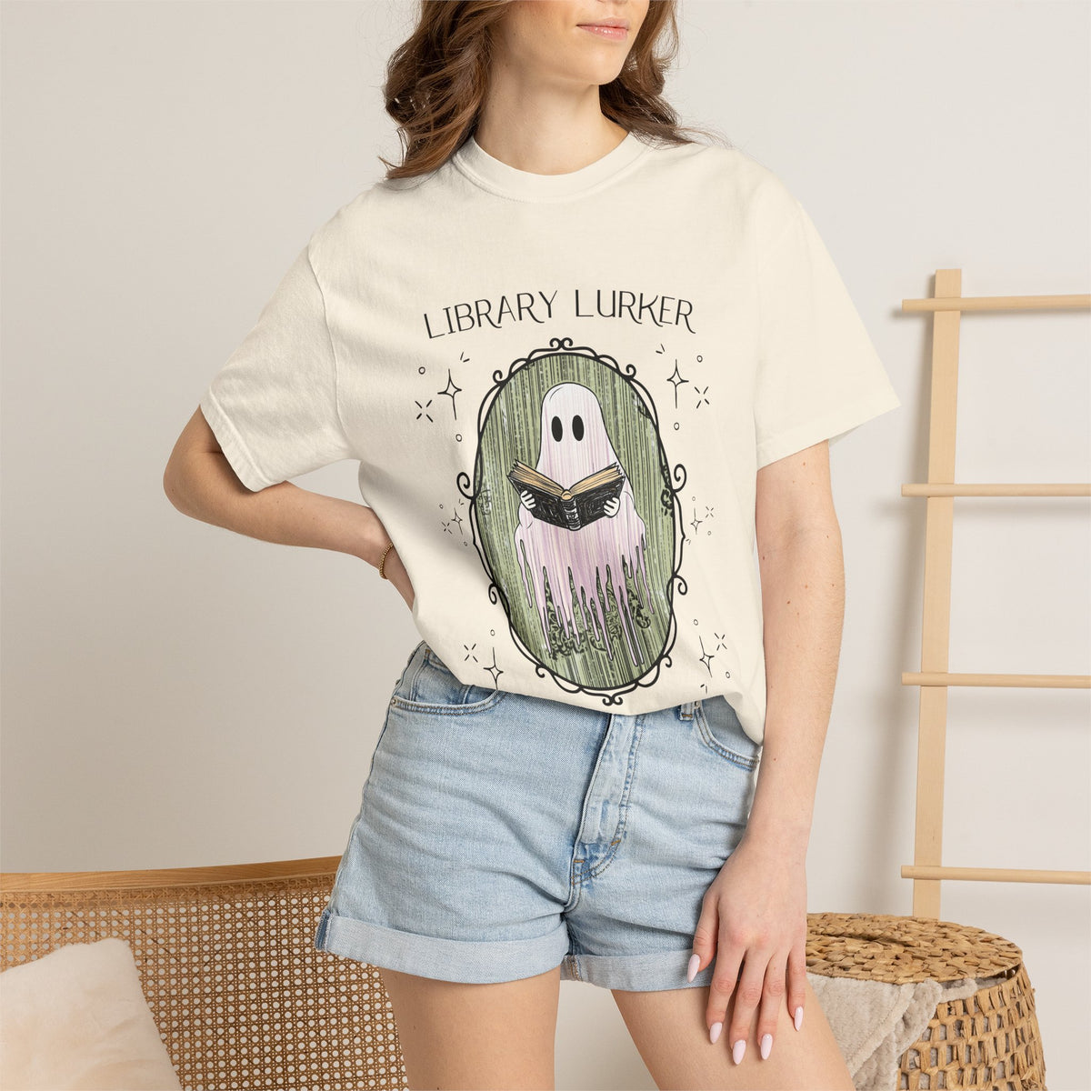 Library Lurker T-Shirt — Cute Ghost Book Lover Tee
