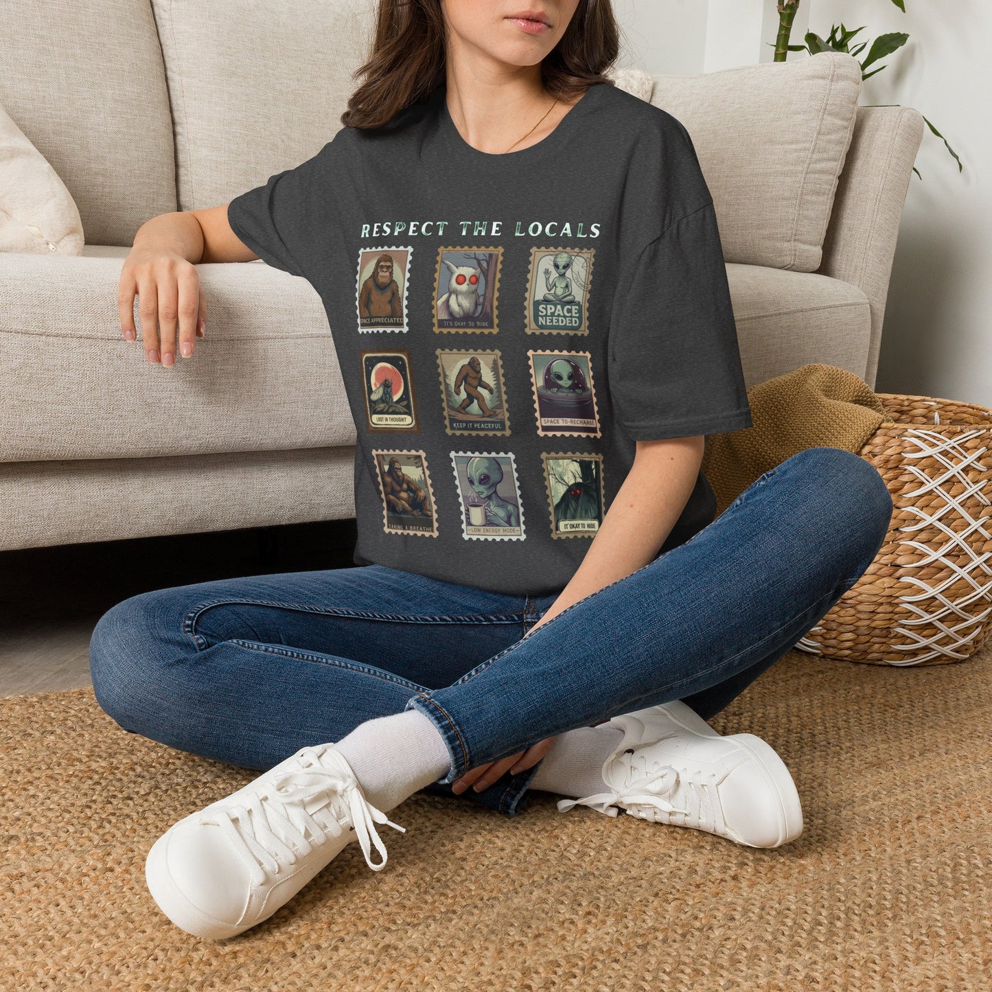 Alien Postage Stamp Graphic Tee — "Space Needed" Retro Sci‑Fi T-Shirt