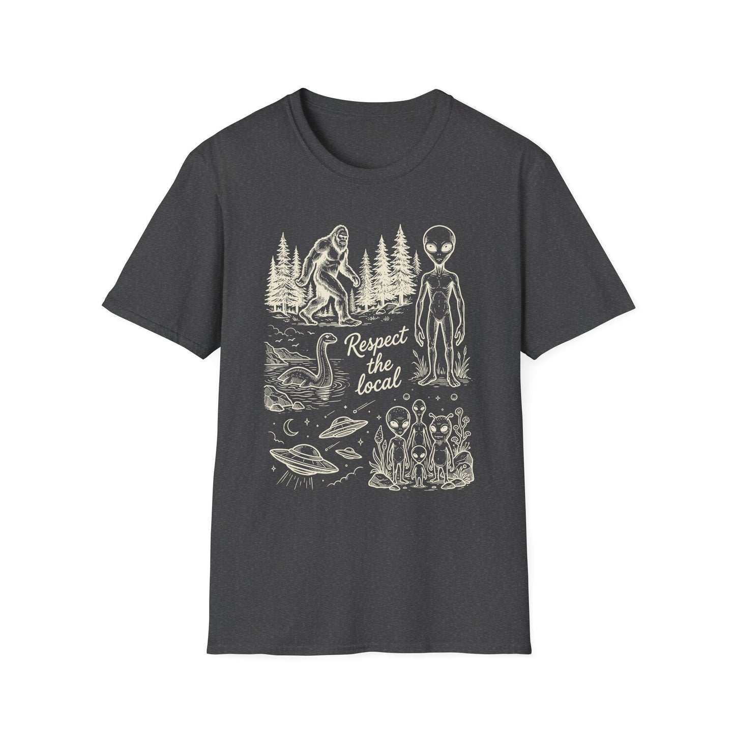 Respect the Local T-Shirt — Sasquatch, Aliens & Cryptid Graphic Tee