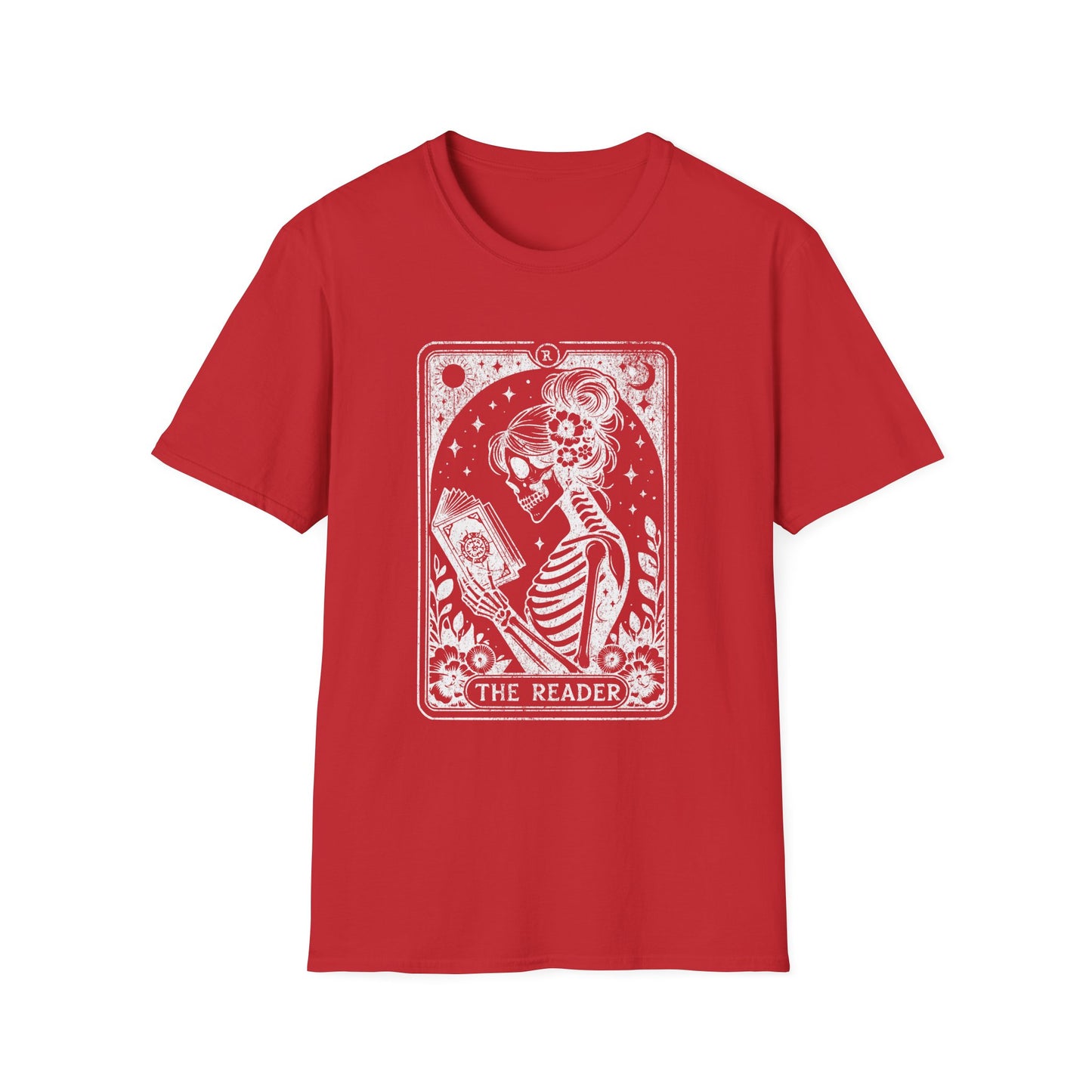 The Reader Skeleton Tarot T-Shirt — Gothic Tarot Card Graphic Tee