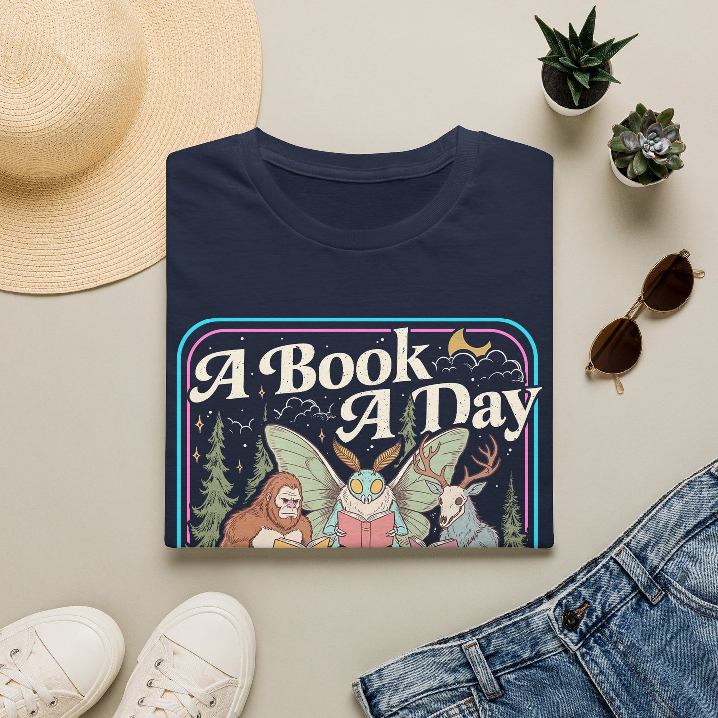 A Book A Day T‑Shirt — Retro Fairy Tale Reading Graphic Tee
