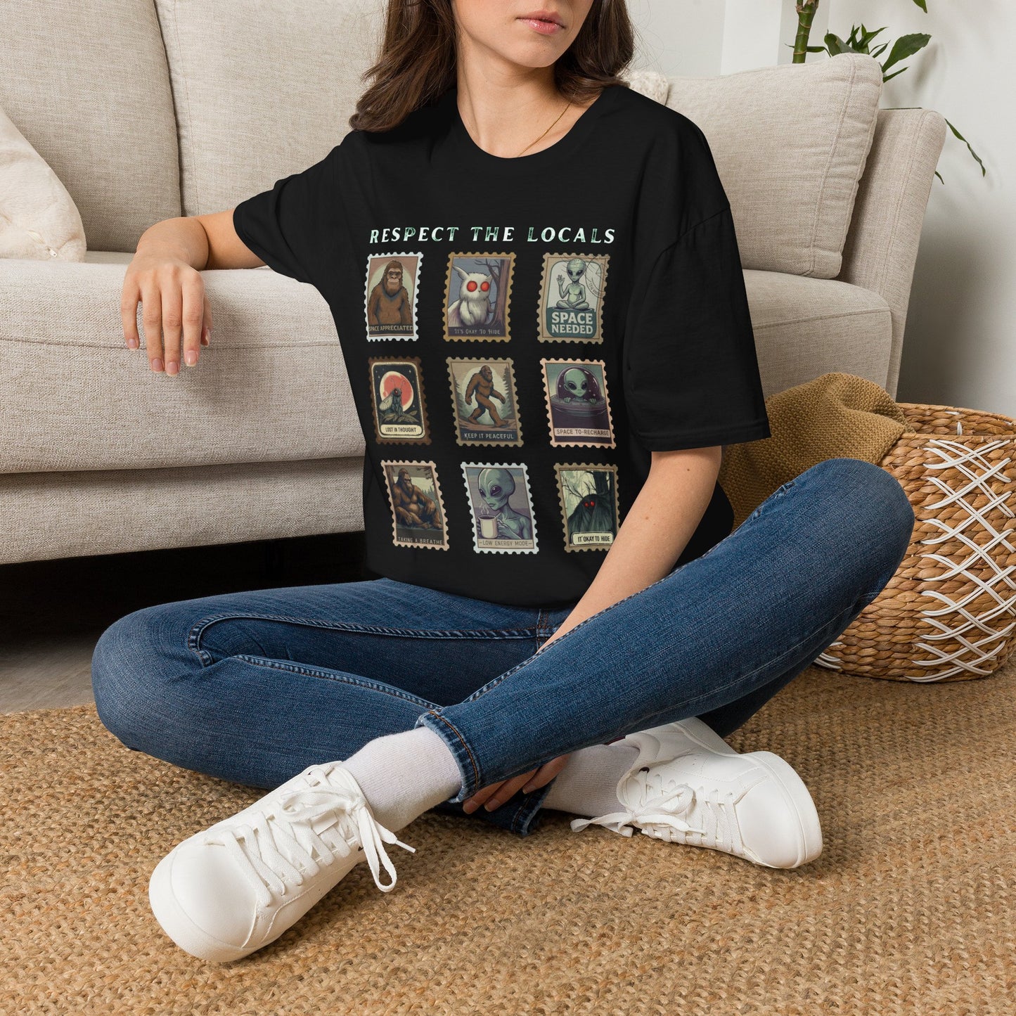 Alien Postage Stamp Graphic Tee — "Space Needed" Retro Sci‑Fi T-Shirt