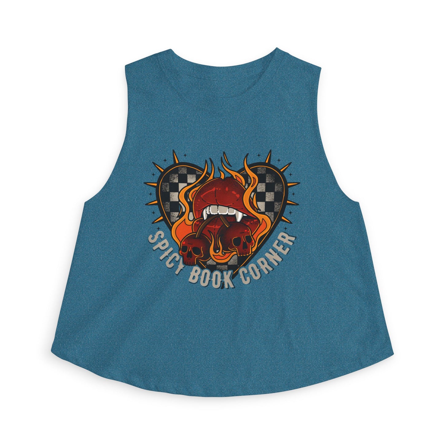 Spicy Book Corner Women's Crop Top — Retro Flaming Lips & Checkerheart Graphic