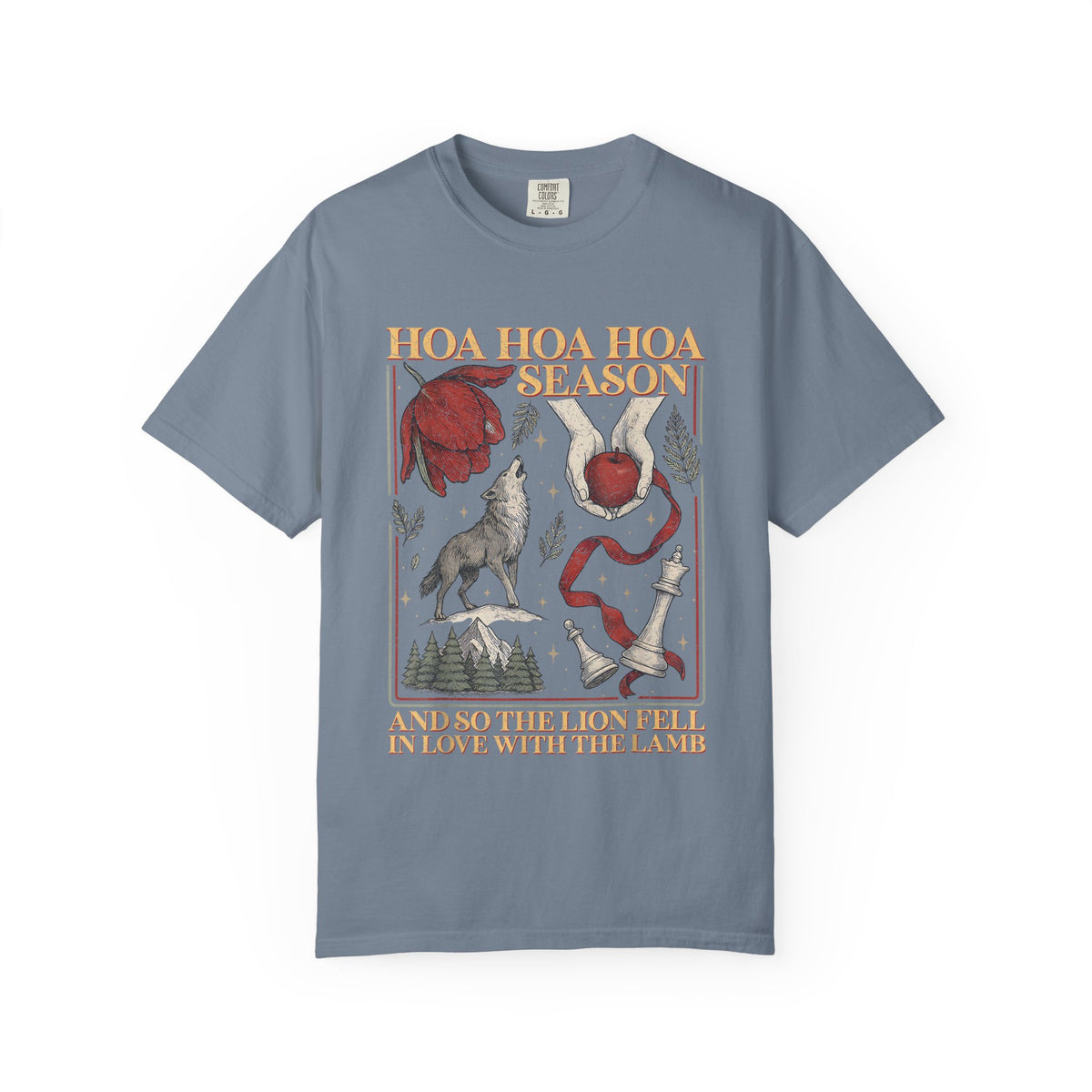 Hoa Season Graphic T-Shirt — Vintage Wolf & Floral Illustration Tee